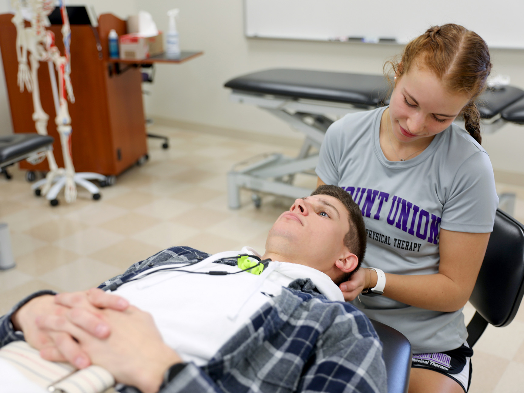 Students working in a physical therapy lab