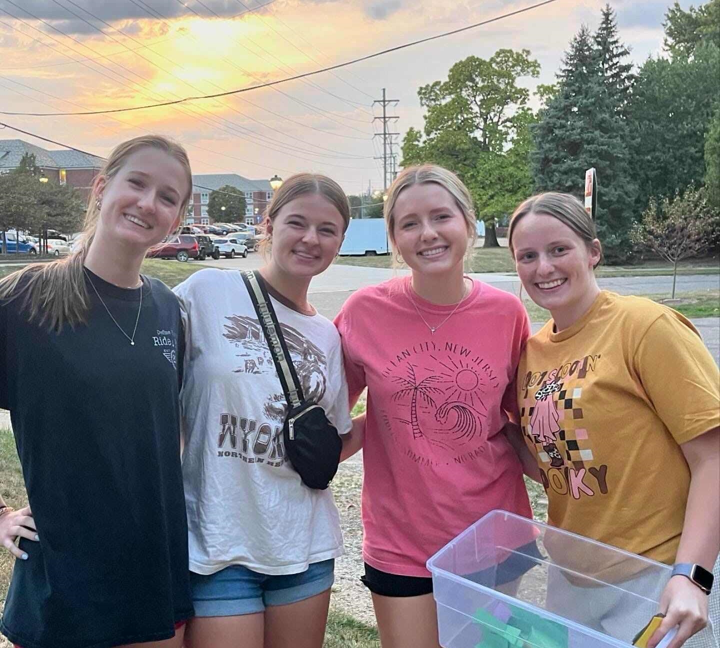 honors students at sunset