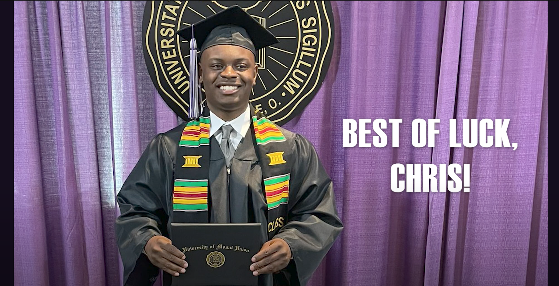 chris painter holding diploma