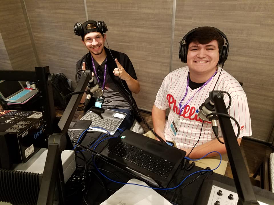Two RSM students broadcasting live remotely