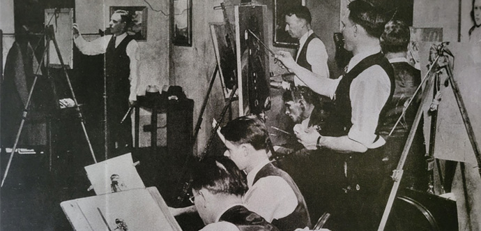 Black and White Image of Painters from 1920s