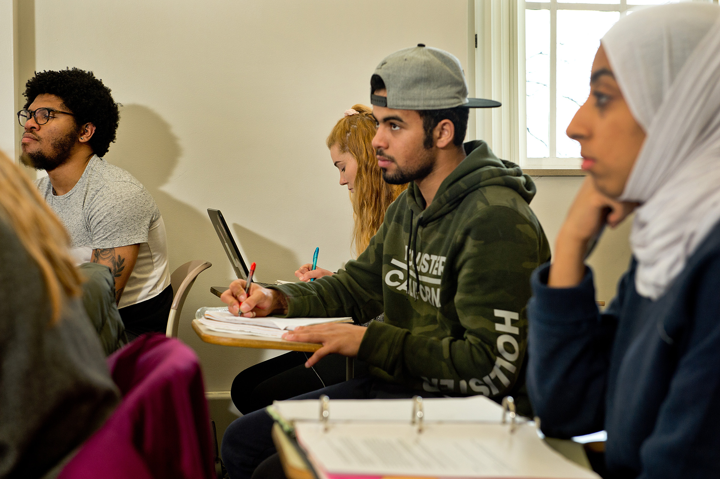 University of Mount Union students listening to professor in class