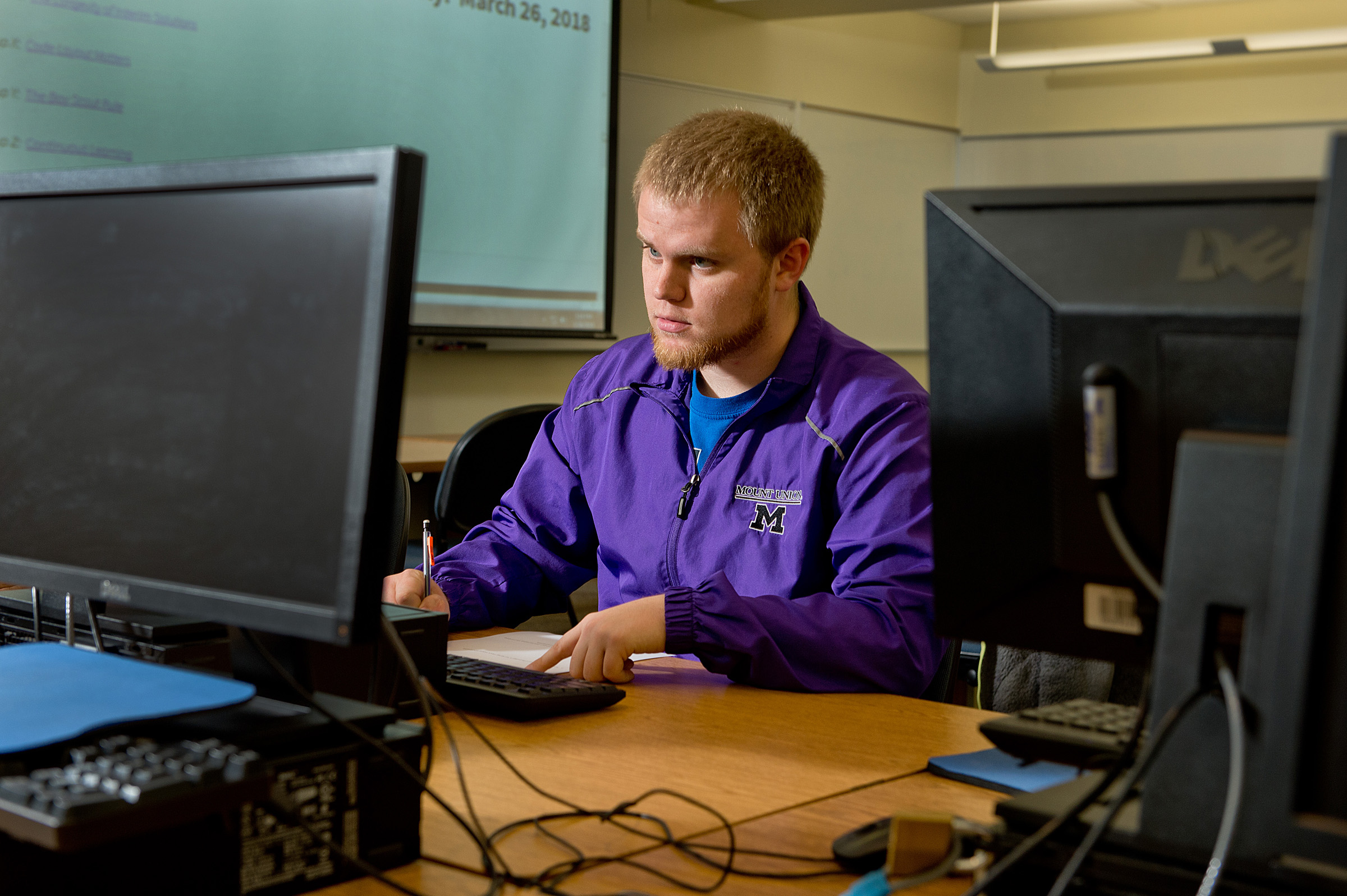 student on computer