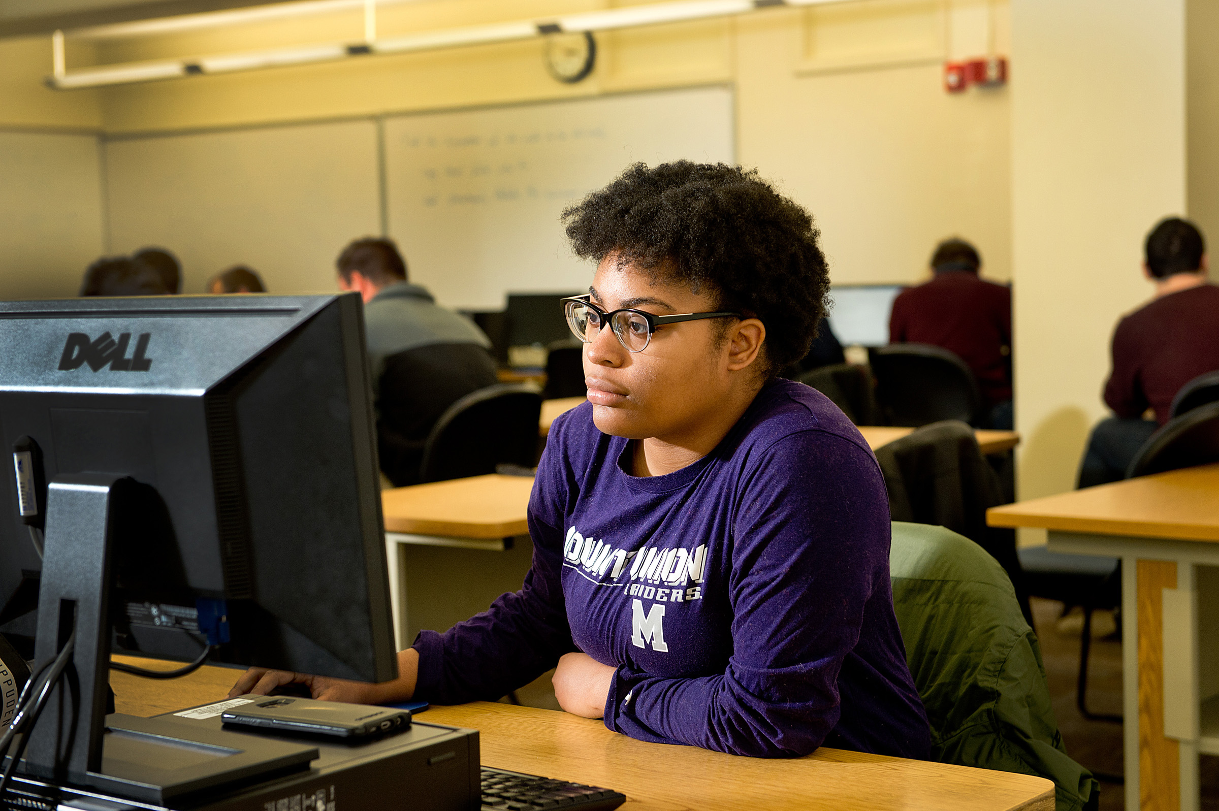 student on computer